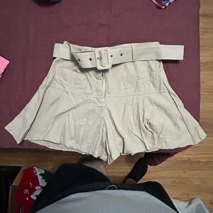 SHEIN Beige Belted Cargo Shorts